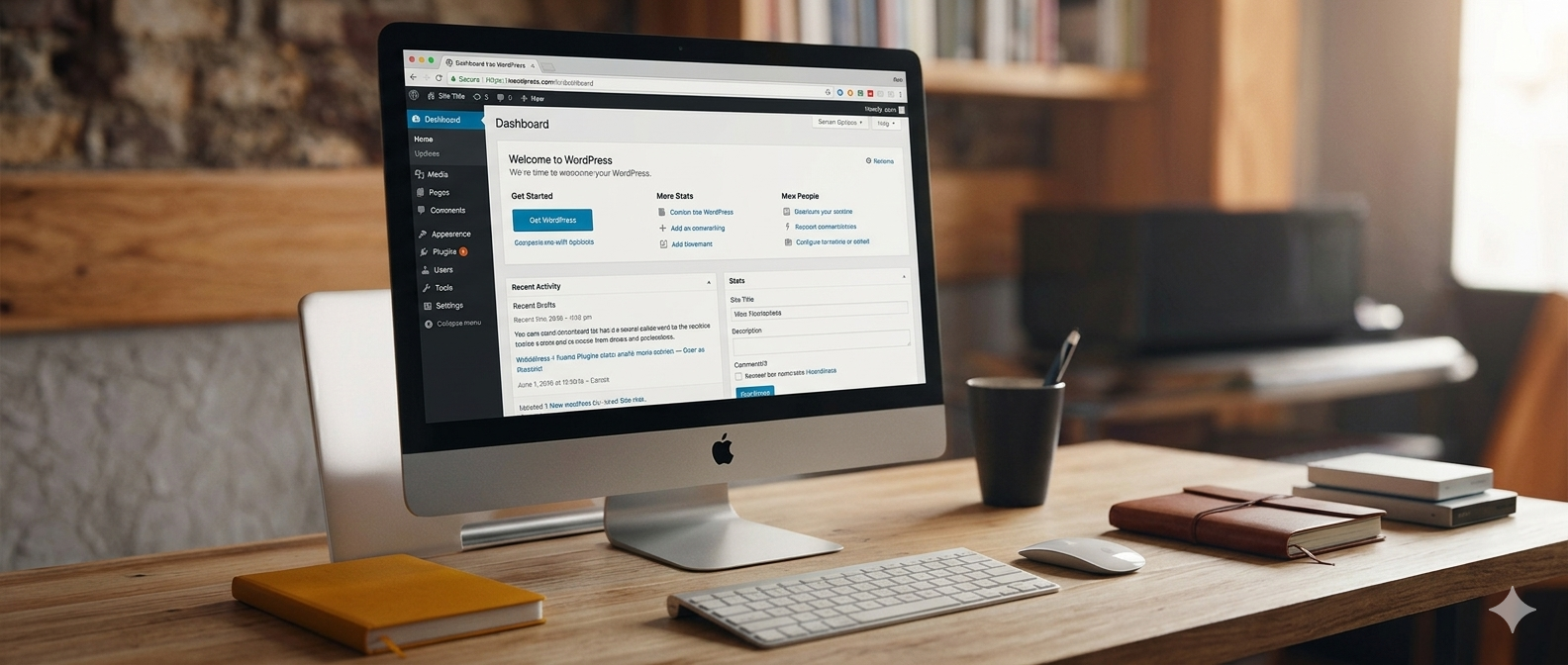 WordPress on a computer monitor